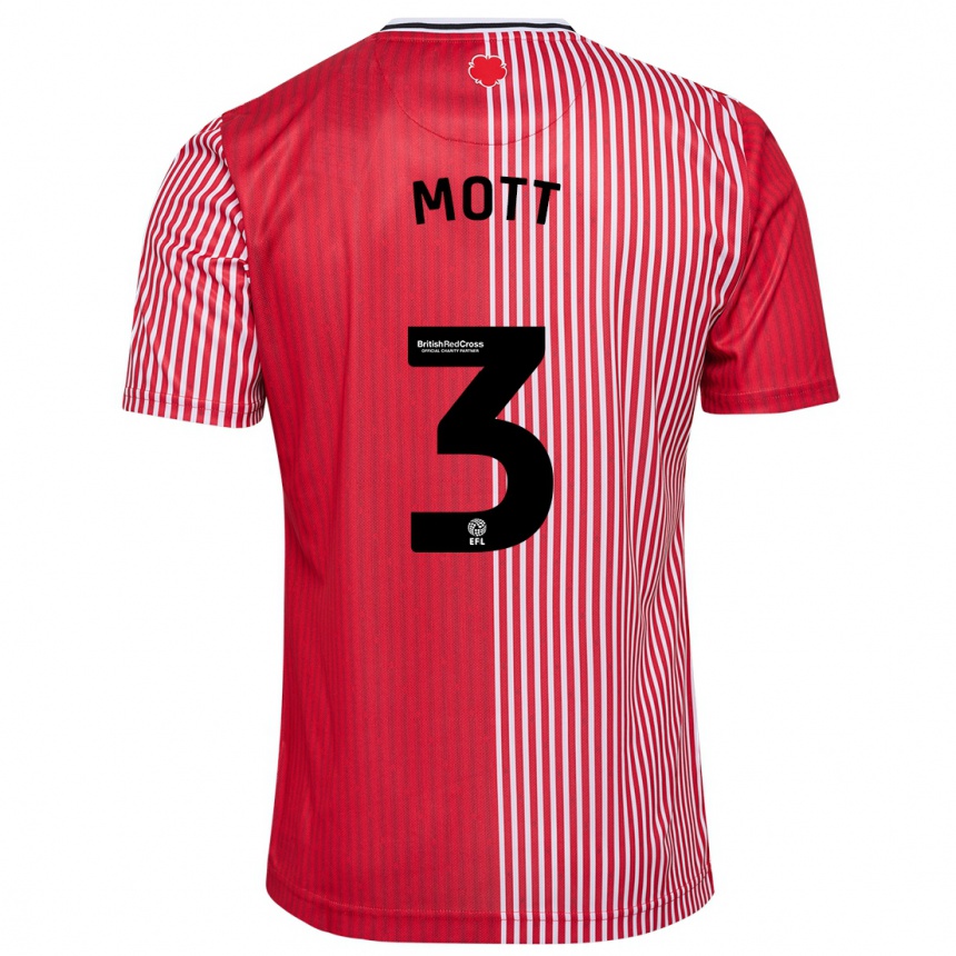 Kinder Fußball Millicent Mott #3 Rot Heimtrikot Trikot 2023/24 T-Shirt Luxemburg