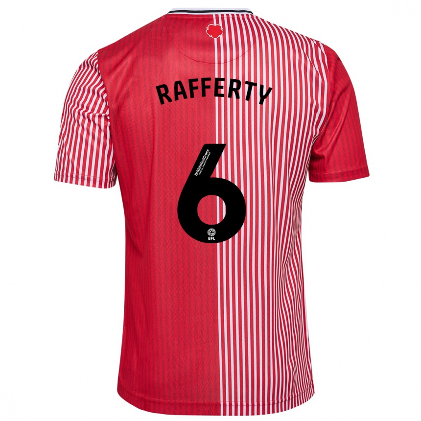 Kinder Fußball Laura Rafferty #6 Rot Heimtrikot Trikot 2023/24 T-Shirt Luxemburg