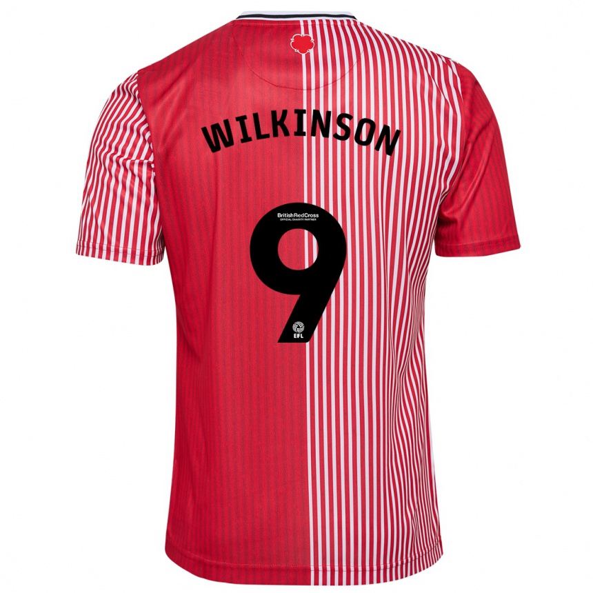 Kinder Fußball Katie Wilkinson #9 Rot Heimtrikot Trikot 2023/24 T-Shirt Luxemburg