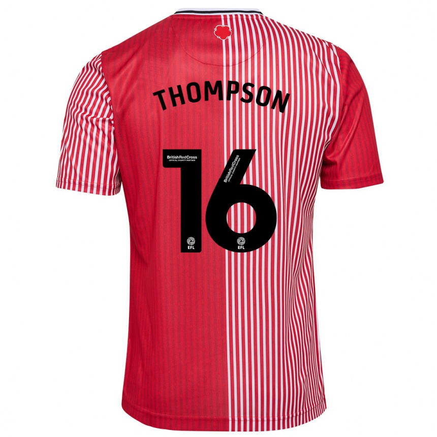 Kinder Fußball Emma Thompson #16 Rot Heimtrikot Trikot 2023/24 T-Shirt Luxemburg