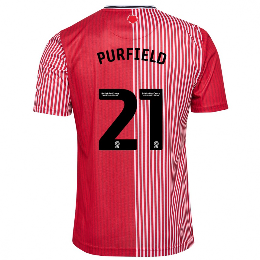 Kinder Fußball Jemma Elizabeth Purfield #21 Rot Heimtrikot Trikot 2023/24 T-Shirt Luxemburg