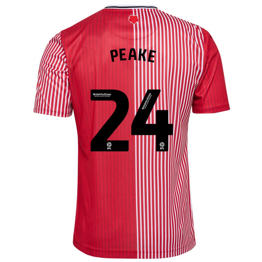 Kinder Fußball Paige Peake #24 Rot Heimtrikot Trikot 2023/24 T-Shirt Luxemburg