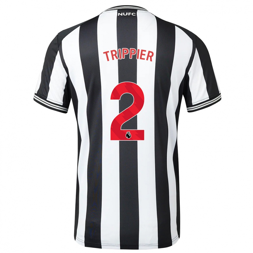 Kinder Fußball Kieran Trippier #2 Schwarz-Weiss Heimtrikot Trikot 2023/24 T-Shirt Luxemburg