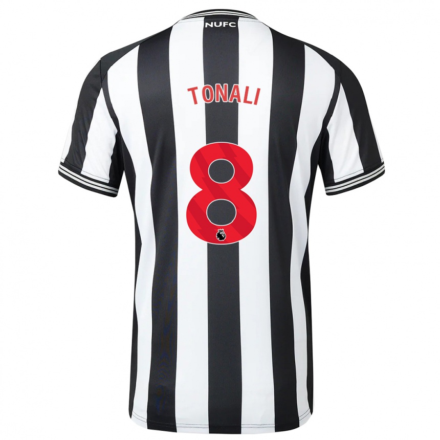 Kinder Fußball Sandro Tonali #8 Schwarz-Weiss Heimtrikot Trikot 2023/24 T-Shirt Luxemburg