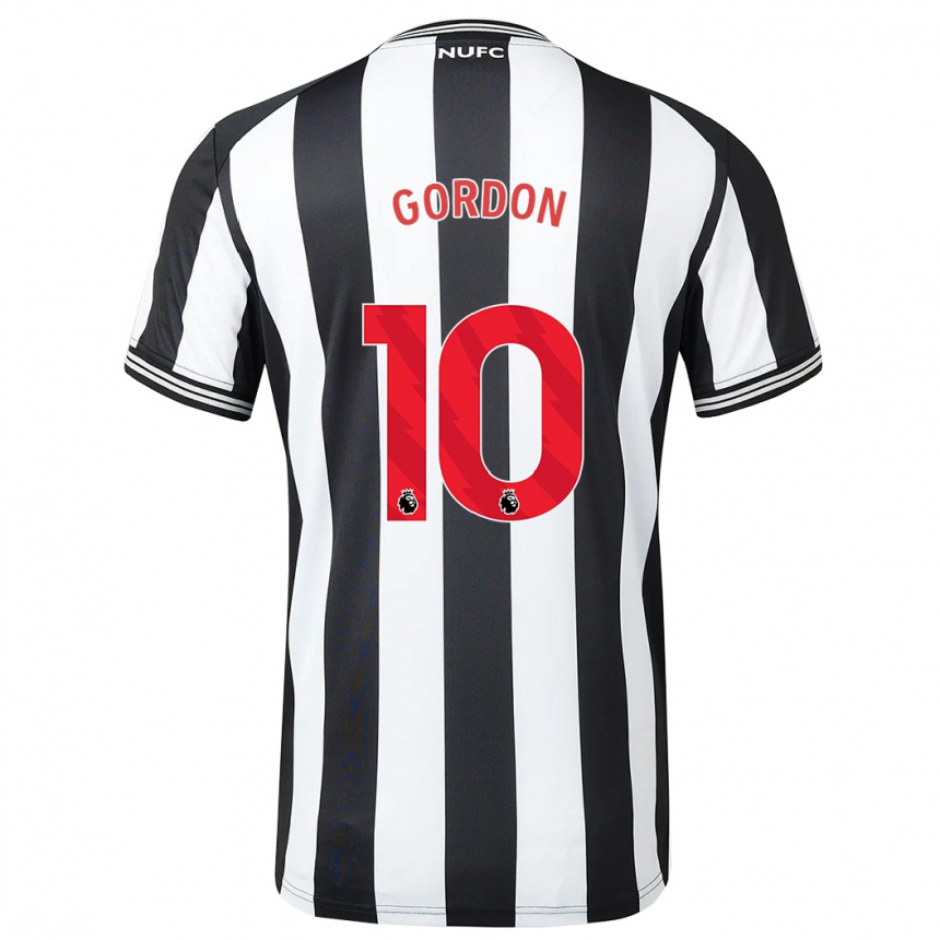 Kinder Fußball Anthony Gordon #10 Schwarz-Weiss Heimtrikot Trikot 2023/24 T-Shirt Luxemburg