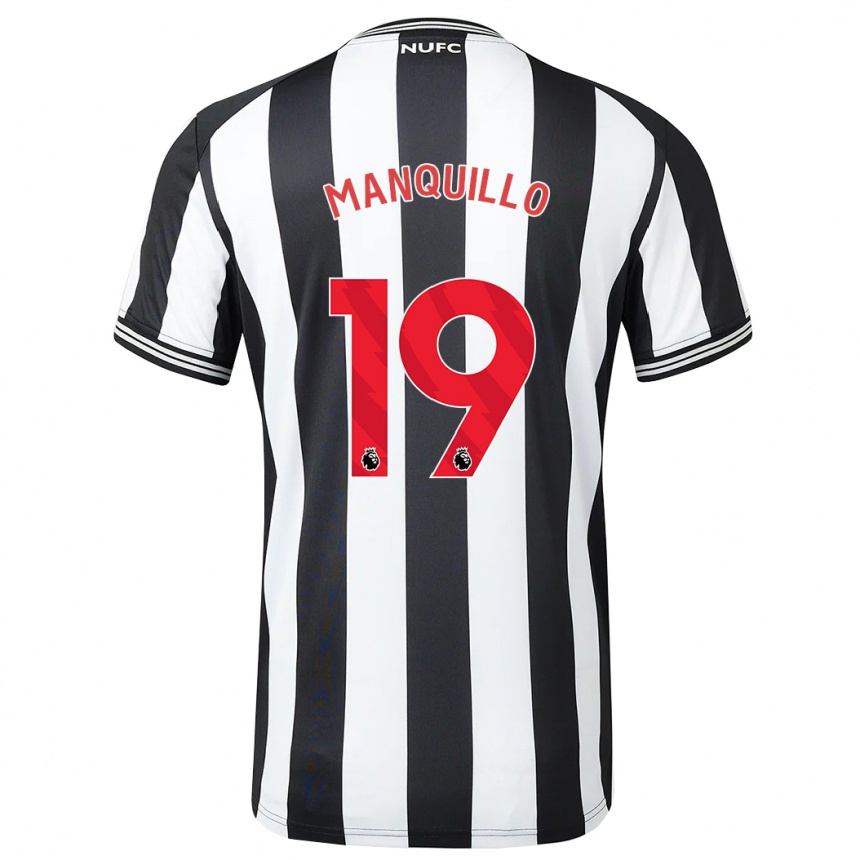 Kinder Fußball Javier Manquillo #19 Schwarz-Weiss Heimtrikot Trikot 2023/24 T-Shirt Luxemburg