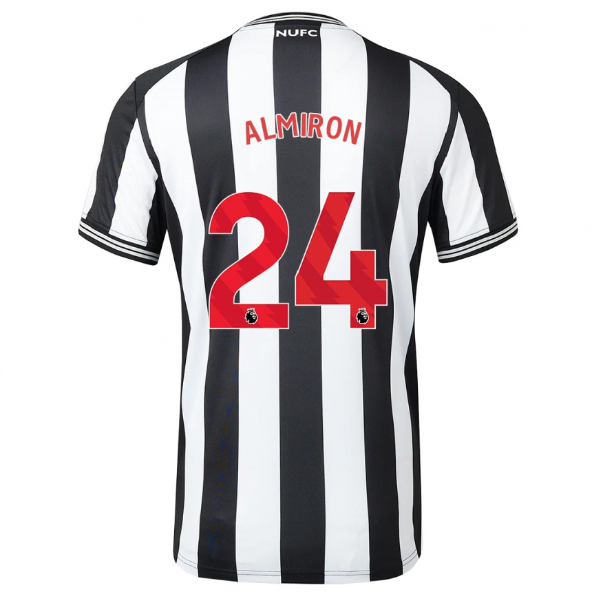 Kinder Fußball Miguel Almirón #24 Schwarz-Weiss Heimtrikot Trikot 2023/24 T-Shirt Luxemburg