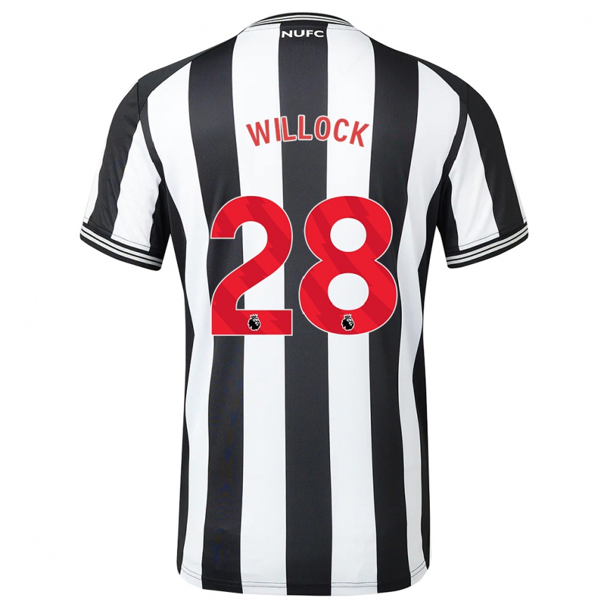 Kinder Fußball Joe Willock #28 Schwarz-Weiss Heimtrikot Trikot 2023/24 T-Shirt Luxemburg