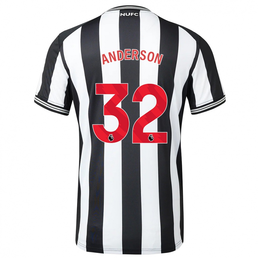 Kinder Fußball Elliot Anderson #32 Schwarz-Weiss Heimtrikot Trikot 2023/24 T-Shirt Luxemburg