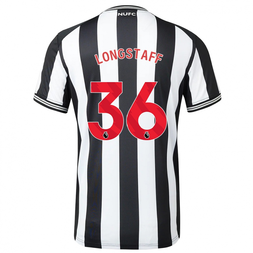 Kinder Fußball Sean Longstaff #36 Schwarz-Weiss Heimtrikot Trikot 2023/24 T-Shirt Luxemburg