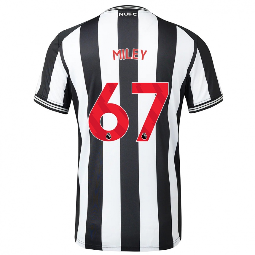 Kinder Fußball Lewis Miley #67 Schwarz-Weiss Heimtrikot Trikot 2023/24 T-Shirt Luxemburg