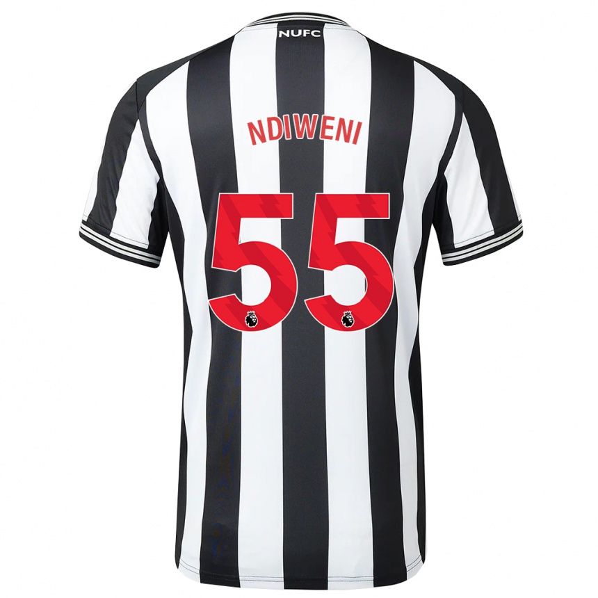 Kinder Fußball Michael Ndiweni #55 Schwarz-Weiss Heimtrikot Trikot 2023/24 T-Shirt Luxemburg