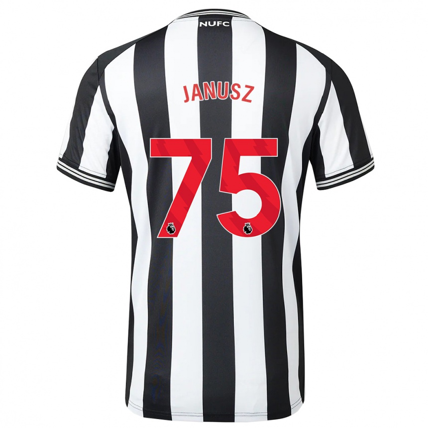 Kinder Fußball Adrian Janusz #75 Schwarz-Weiss Heimtrikot Trikot 2023/24 T-Shirt Luxemburg