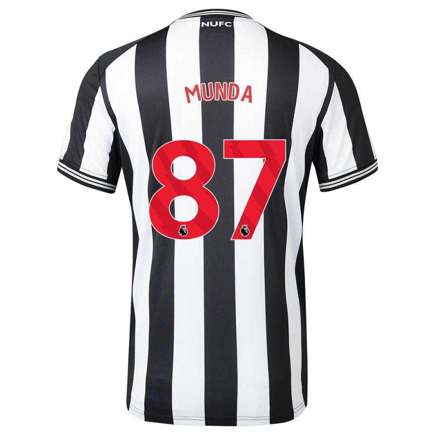 Kinder Fußball Anthony Munda #87 Schwarz-Weiss Heimtrikot Trikot 2023/24 T-Shirt Luxemburg