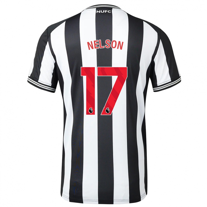 Kinder Fußball Erin Nelson #17 Schwarz-Weiss Heimtrikot Trikot 2023/24 T-Shirt Luxemburg