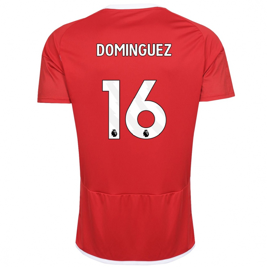 Kinder Fußball Nicolás Domínguez #16 Rot Heimtrikot Trikot 2023/24 T-Shirt Luxemburg