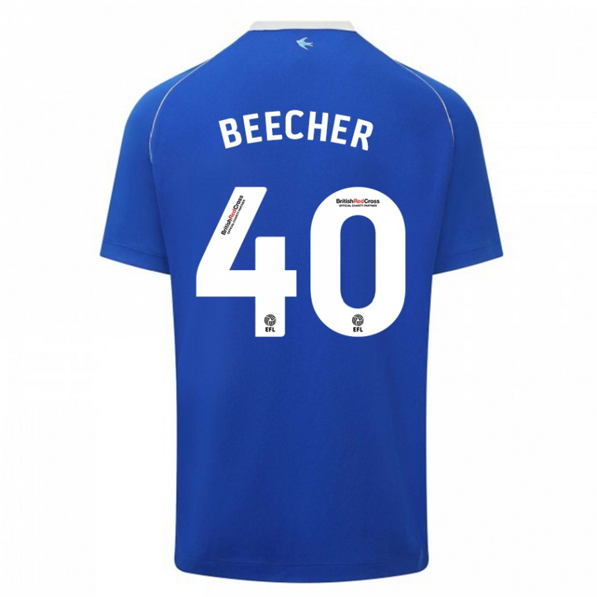 Kinder Fußball Josh Beecher #40 Blau Heimtrikot Trikot 2023/24 T-Shirt Luxemburg
