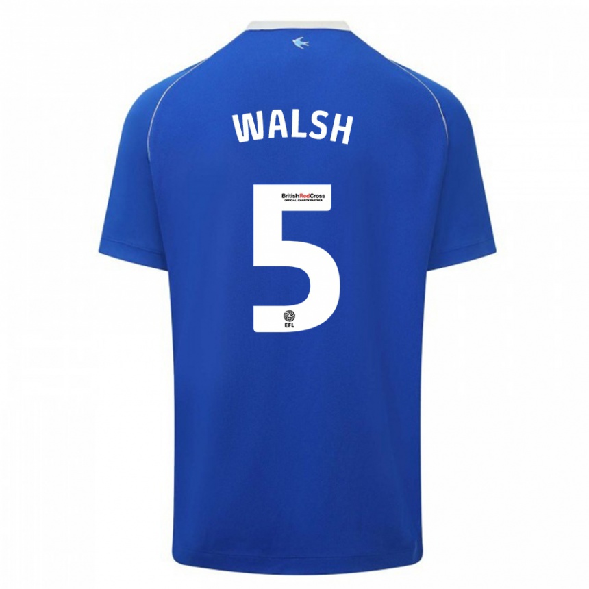 Kinder Fußball Siobhan Walsh #5 Blau Heimtrikot Trikot 2023/24 T-Shirt Luxemburg