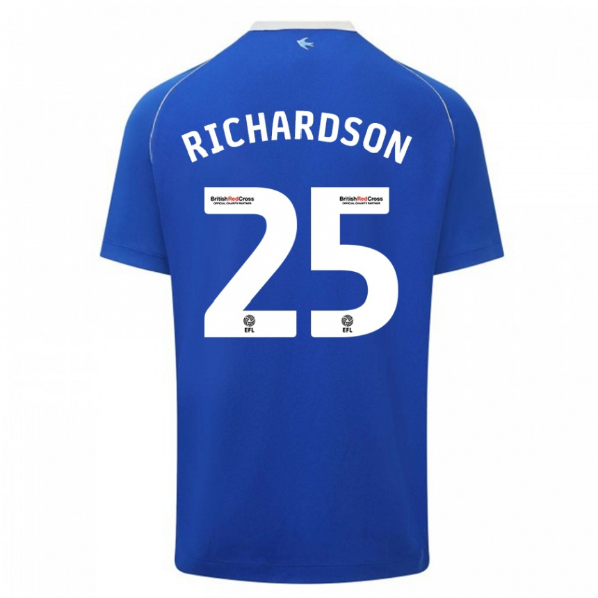 Kinder Fußball Tija Richardson #25 Blau Heimtrikot Trikot 2023/24 T-Shirt Luxemburg