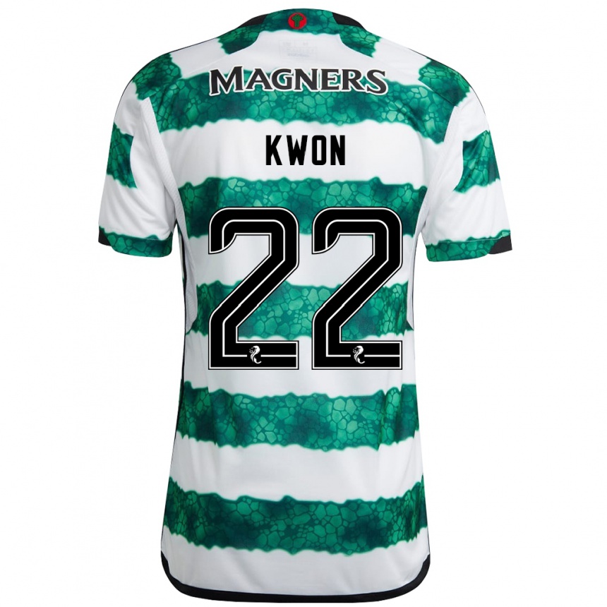 Kinder Fußball Hyeok-Kyu Kwon #22 Grün Heimtrikot Trikot 2023/24 T-Shirt Luxemburg