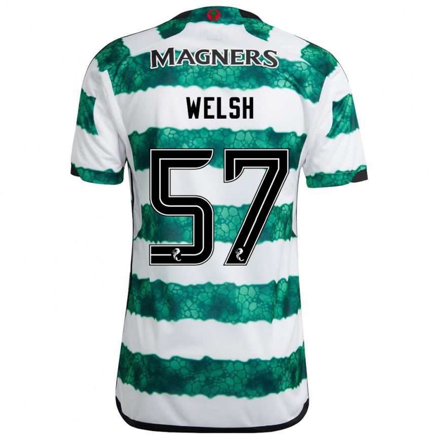Kinder Fußball Stephen Welsh #57 Grün Heimtrikot Trikot 2023/24 T-Shirt Luxemburg