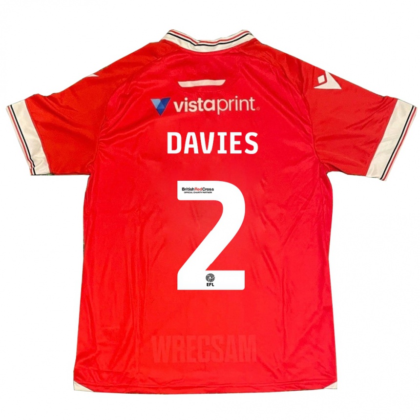 Kinder Fußball Phoebe Davies #2 Rot Heimtrikot Trikot 2023/24 T-Shirt Luxemburg