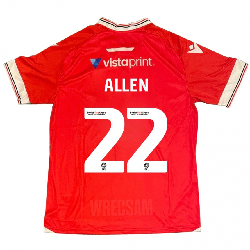 Kinder Fußball Keren Allen #22 Rot Heimtrikot Trikot 2023/24 T-Shirt Luxemburg
