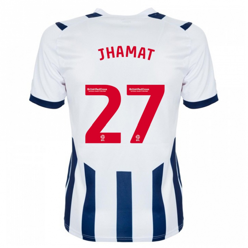 Kinder Fußball Simran Jhamat #27 Weiß Heimtrikot Trikot 2023/24 T-Shirt Luxemburg