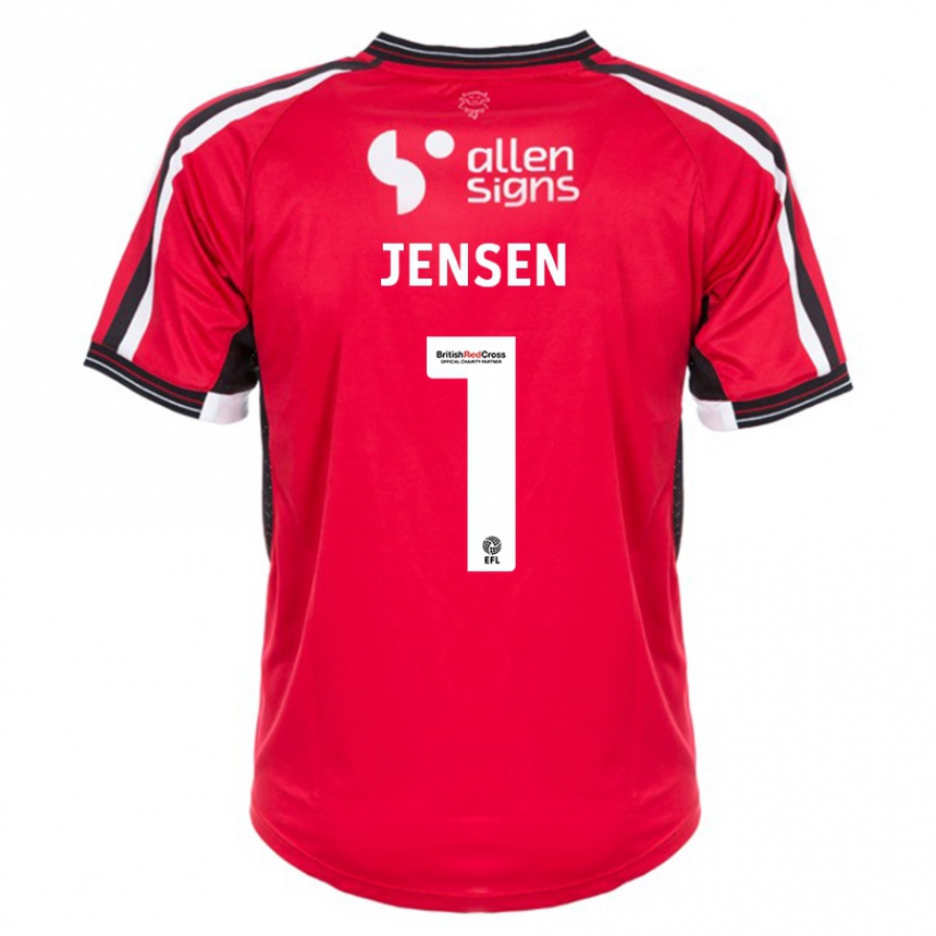 Kinder Fußball Lukas Jensen #1 Rot Heimtrikot Trikot 2023/24 T-Shirt Luxemburg