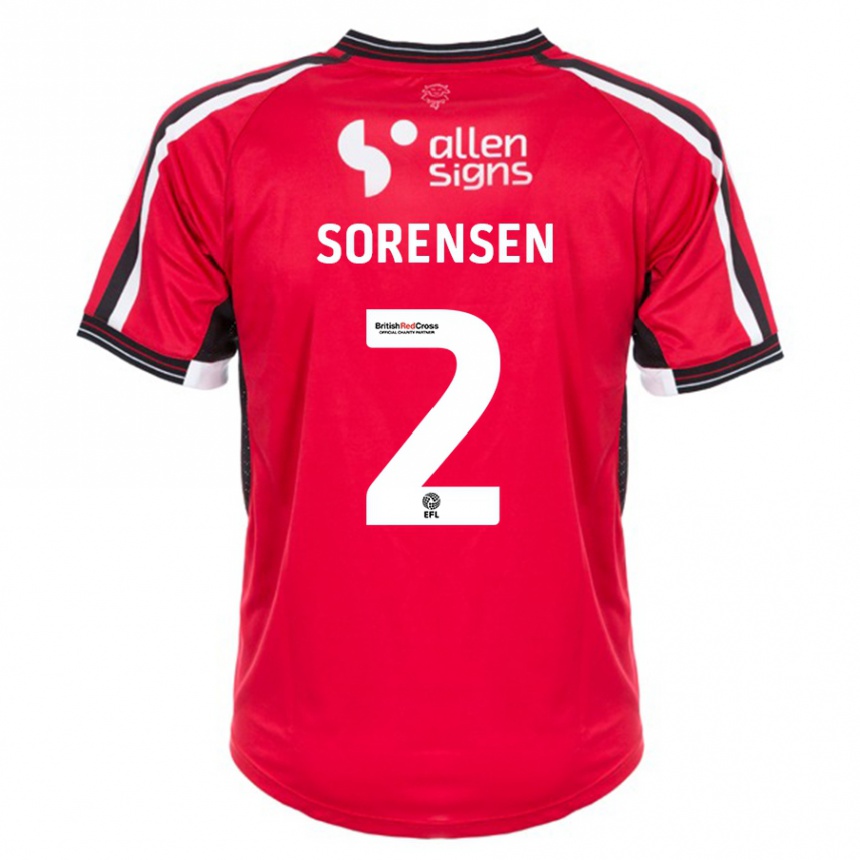 Kinder Fußball Lasse Sörensen #2 Rot Heimtrikot Trikot 2023/24 T-Shirt Luxemburg