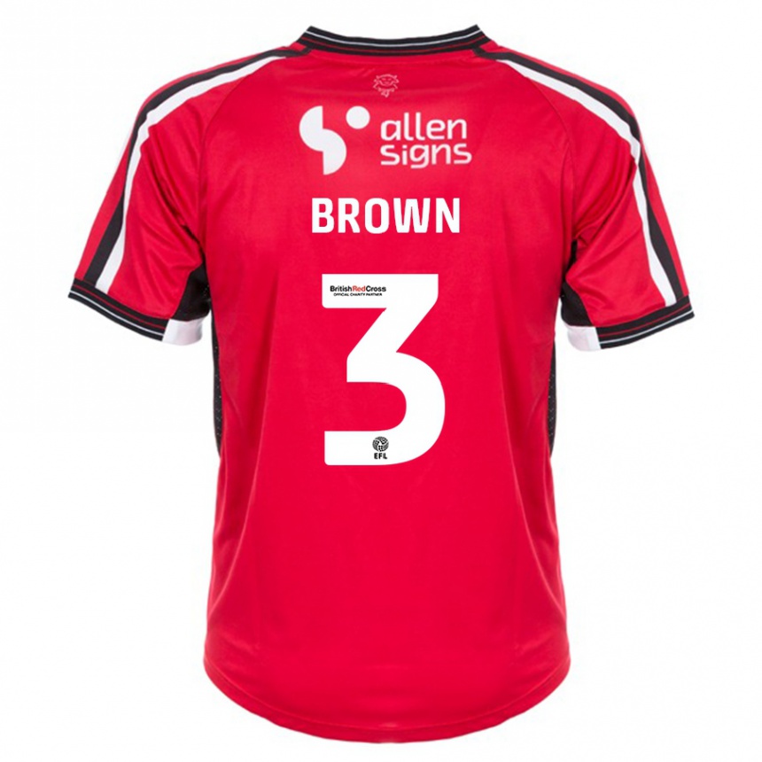 Kinder Fußball Jaden Brown #3 Rot Heimtrikot Trikot 2023/24 T-Shirt Luxemburg