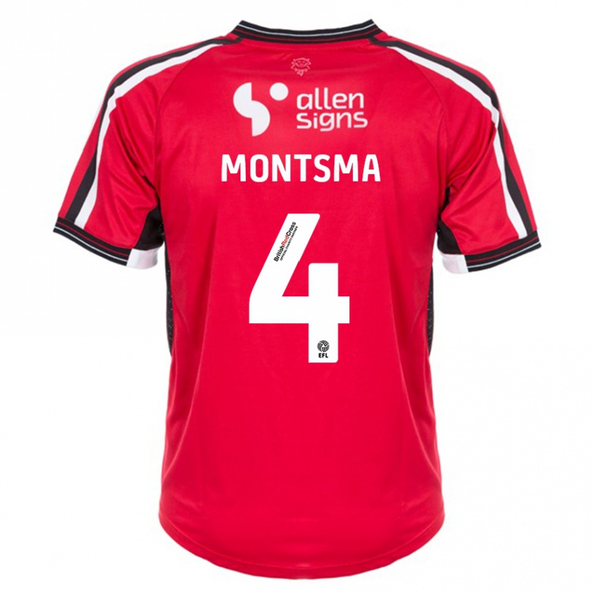 Kinder Fußball Lewis Montsma #4 Rot Heimtrikot Trikot 2023/24 T-Shirt Luxemburg