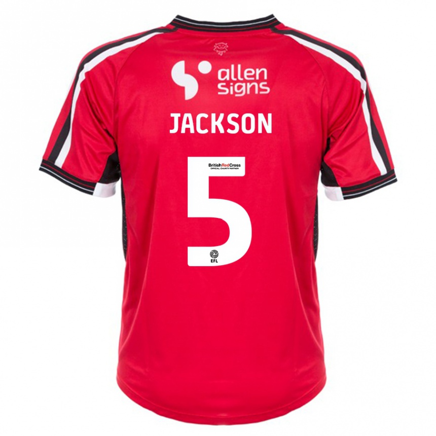 Kinder Fußball Adam Jackson #5 Rot Heimtrikot Trikot 2023/24 T-Shirt Luxemburg