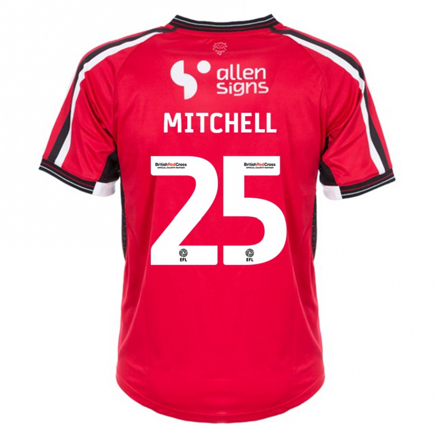 Kinder Fußball Alex Mitchell #25 Rot Heimtrikot Trikot 2023/24 T-Shirt Luxemburg