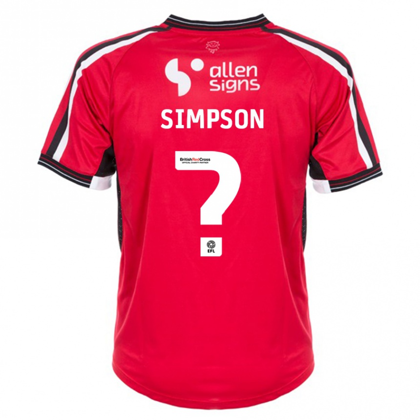 Kinder Fußball John Simpson #0 Rot Heimtrikot Trikot 2023/24 T-Shirt Luxemburg