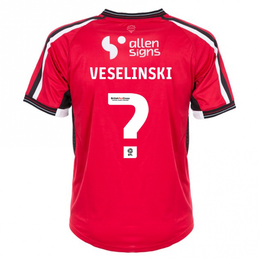 Kinder Fußball Aleksandar Veselinski #0 Rot Heimtrikot Trikot 2023/24 T-Shirt Luxemburg