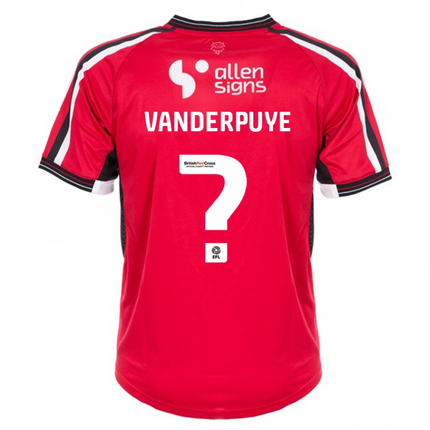 Kinder Fußball Daniel Vanderpuye #0 Rot Heimtrikot Trikot 2023/24 T-Shirt Luxemburg