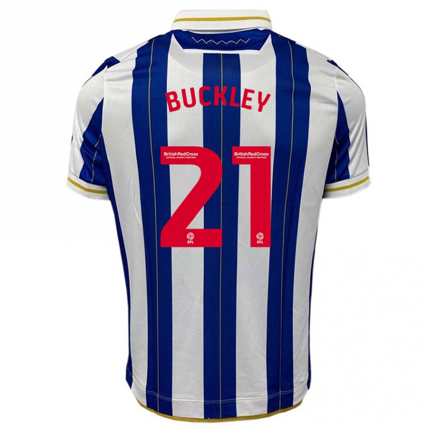 Kinder Fußball John Buckley #21 Blau Weiss Heimtrikot Trikot 2023/24 T-Shirt Luxemburg