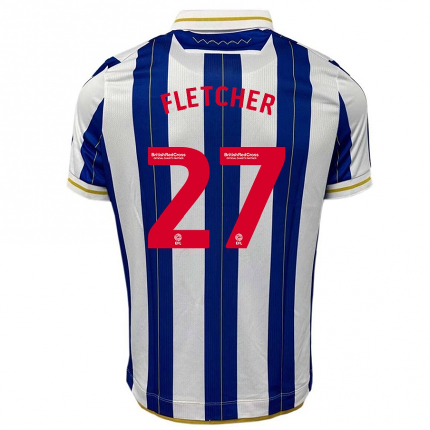 Kinder Fußball Ashley Fletcher #27 Blau Weiss Heimtrikot Trikot 2023/24 T-Shirt Luxemburg