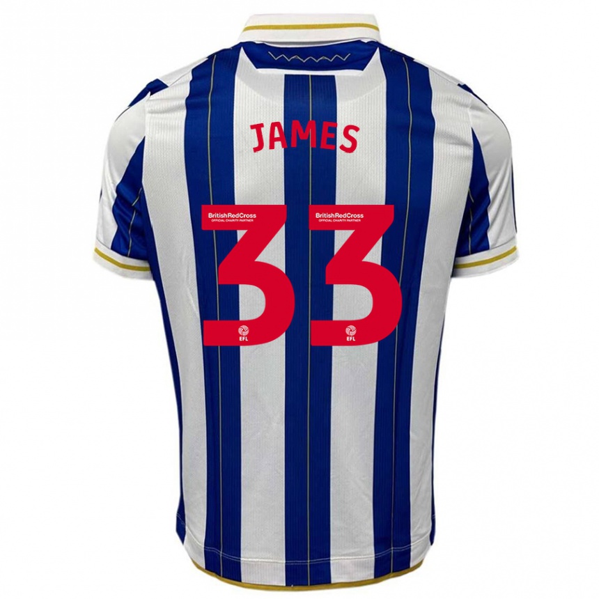 Kinder Fußball Reece James #33 Blau Weiss Heimtrikot Trikot 2023/24 T-Shirt Luxemburg