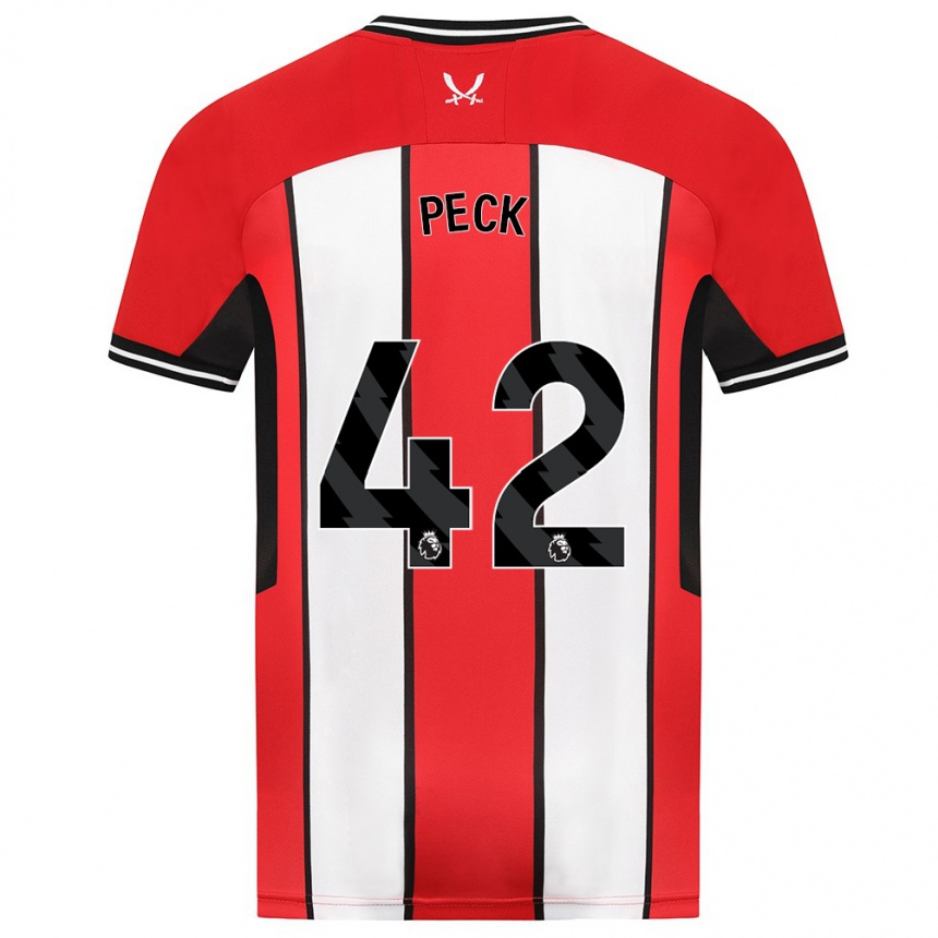 Kinder Fußball Sydie Peck #42 Rot Heimtrikot Trikot 2023/24 T-Shirt Luxemburg