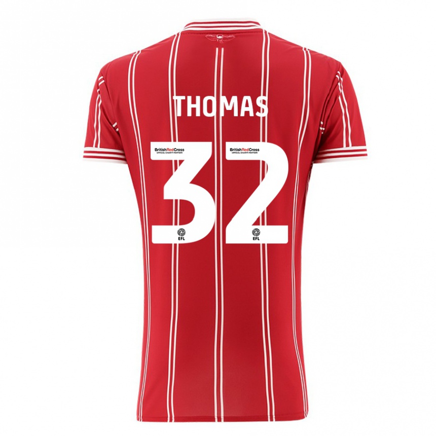 Kinder Fußball Lewis Thomas #32 Rot Heimtrikot Trikot 2023/24 T-Shirt Luxemburg