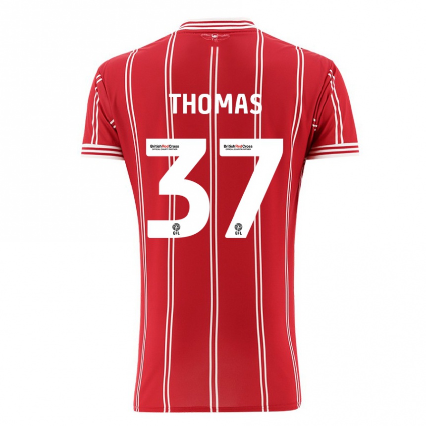 Kinder Fußball Olly Thomas #37 Rot Heimtrikot Trikot 2023/24 T-Shirt Luxemburg