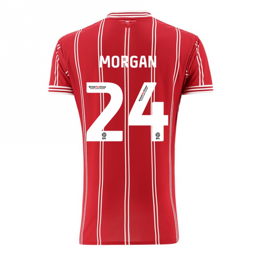 Kinder Fußball Ffion Morgan #24 Rot Heimtrikot Trikot 2023/24 T-Shirt Luxemburg