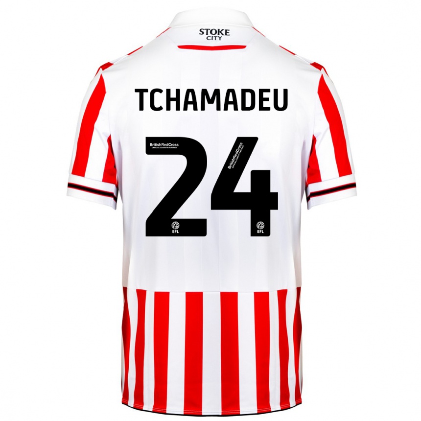 Kinder Fußball Junior Tchamadeu #24 Rot-Weiss Heimtrikot Trikot 2023/24 T-Shirt Luxemburg