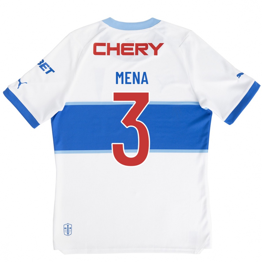 Kinder Fußball Eugenio Mena #3 Weiß Heimtrikot Trikot 2023/24 T-Shirt Luxemburg