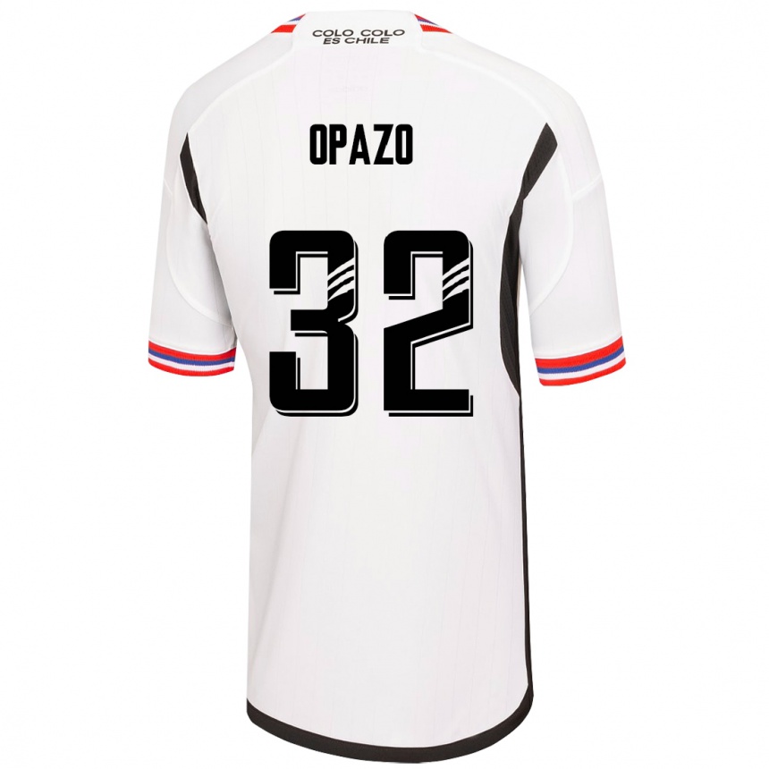 Kinder Fußball Óscar Opazo #32 Weiß Heimtrikot Trikot 2023/24 T-Shirt Luxemburg