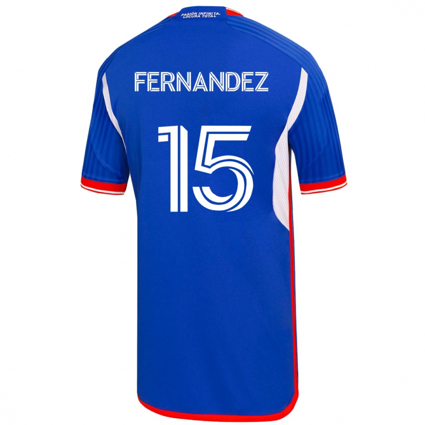 Kinder Fußball Vicente Fernández #15 Blau Heimtrikot Trikot 2023/24 T-Shirt Luxemburg