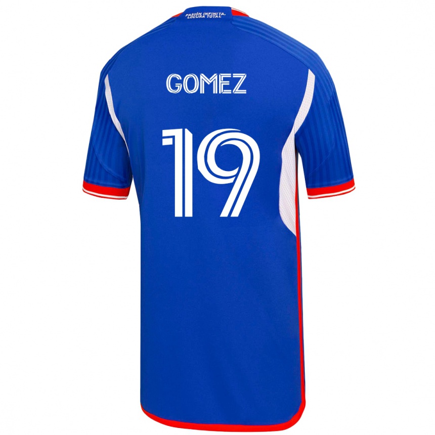 Kinder Fußball Juan Pablo Gómez #19 Blau Heimtrikot Trikot 2023/24 T-Shirt Luxemburg