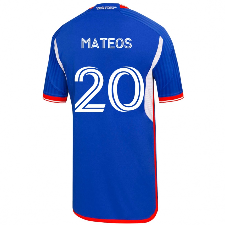 Kinder Fußball Federico Mateos #20 Blau Heimtrikot Trikot 2023/24 T-Shirt Luxemburg